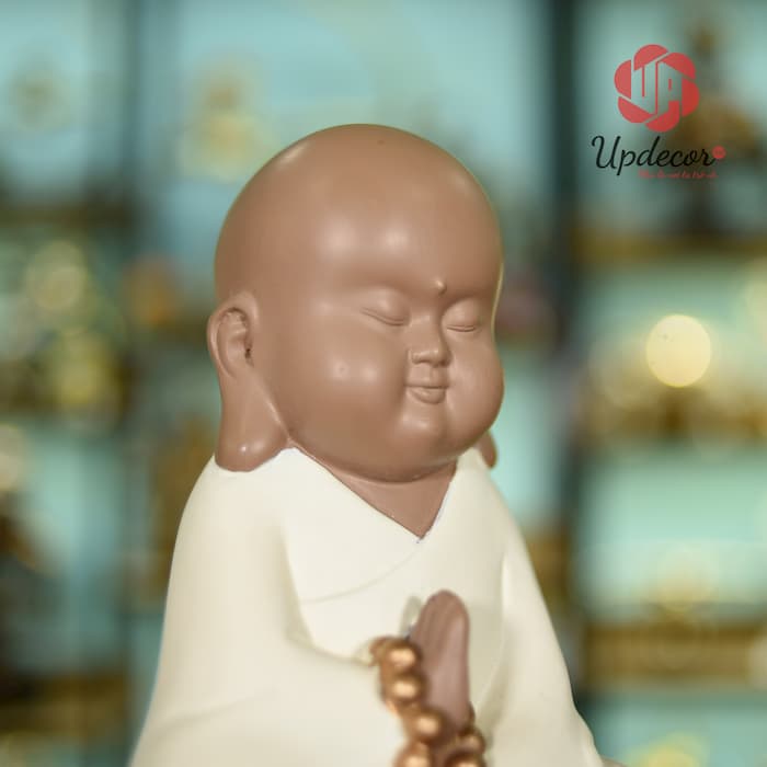 Tượng Chú Tiều Ngồi Thiền mã UP73 Tượng Chú Tiểu Ngồi Thiền Trang Trí, Decor Nhà Cửa, Bàn Làm Việc