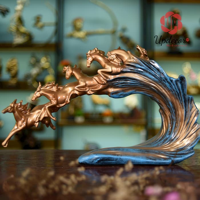 Tượng Lục Mã Cưỡi Sóng mã UP25 Tượng Lục Mã Cưỡi Sóng Trang Trí Nhà Cửa, Decor Nội Thất, Quà Tặng Ý Nghĩa