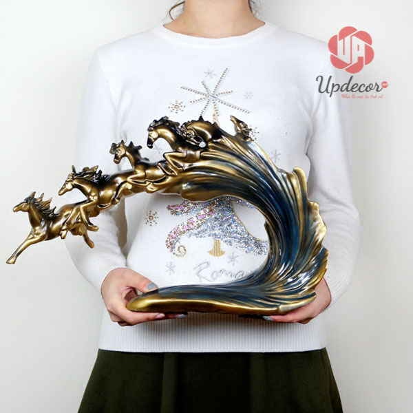Tượng Lục Mã Cưỡi Sóng mã UP25 Tượng Lục Mã Cưỡi Sóng Trang Trí Nhà Cửa, Decor Nội Thất, Quà Tặng Ý Nghĩa