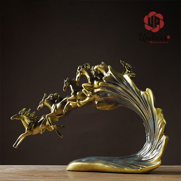 Tượng Lục Mã Cưỡi Sóng mã UP25 Tượng Lục Mã Cưỡi Sóng Trang Trí Nhà Cửa, Decor Nội Thất, Quà Tặng Ý Nghĩa