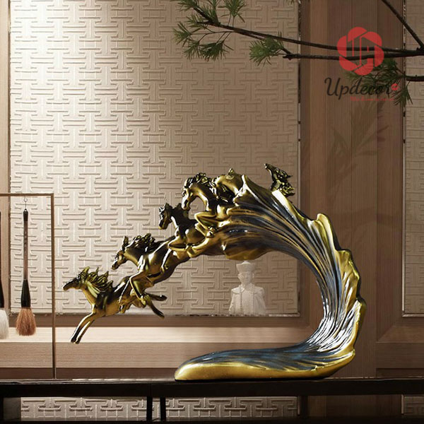 Tượng Lục Mã Cưỡi Sóng mã UP25 Tượng Lục Mã Cưỡi Sóng Trang Trí Nhà Cửa, Decor Nội Thất, Quà Tặng Ý Nghĩa