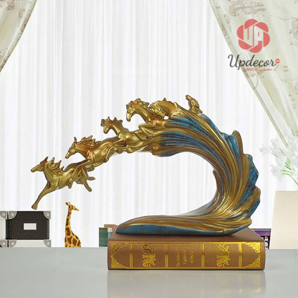 Tượng Lục Mã Cưỡi Sóng mã UP25 Tượng Lục Mã Cưỡi Sóng Trang Trí Nhà Cửa, Decor Nội Thất, Quà Tặng Ý Nghĩa