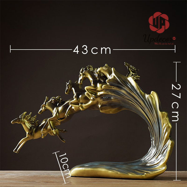 Tượng Lục Mã Cưỡi Sóng mã UP25 Tượng Lục Mã Cưỡi Sóng Trang Trí Nhà Cửa, Decor Nội Thất, Quà Tặng Ý Nghĩa