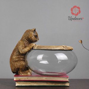 Tượng trang trí con mèo bể cá UP56_1