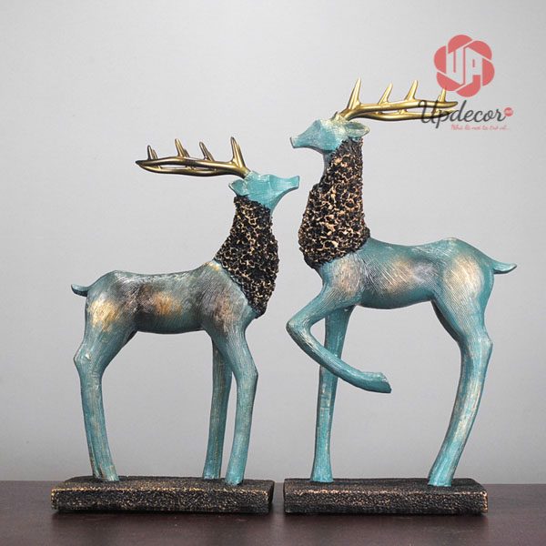 Tượng trang trí cặp hươu mã UP30