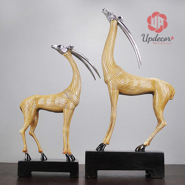 Tượng trang trí cặp hươu mã UP33 tượng cặp hươu