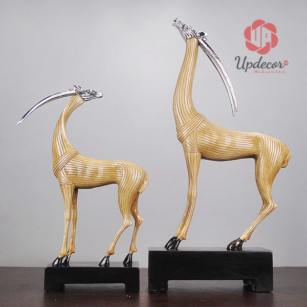 Tượng trang trí cặp hươu mã UP33 tượng cặp hươu