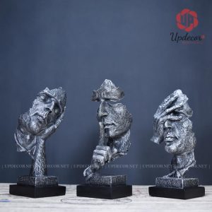 Bộ tượng 3 không ( tam không) với gam màu bạc rất ấn tượng và cực kỳ phù hợp với nội thất gam màu tối