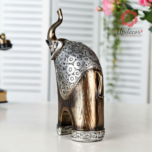 Tượng Cặp Voi Bố Con Mã UP02 Tượng Cặp Voi Phụ Mẫu Trang Trí Decor Nhà Cửa