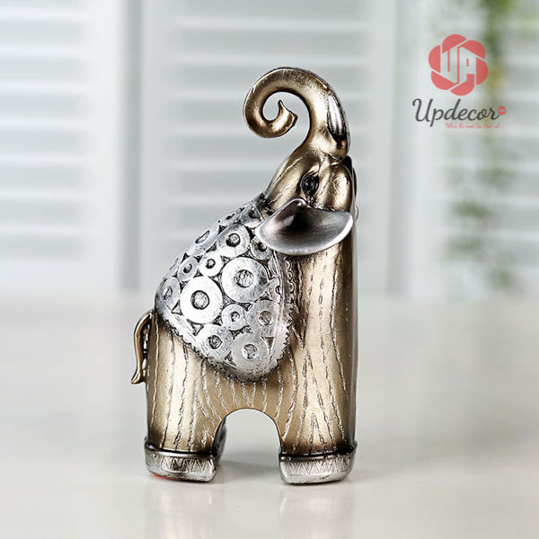 Tượng Cặp Voi Bố Con Mã UP02 Tượng Cặp Voi Phụ Mẫu Trang Trí Decor Nhà Cửa