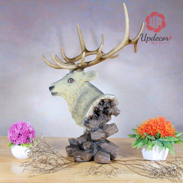 Tượng Đầu Hươu Trang Trí Mã UP10 Tượng Đầu Hươu Trang Trí Nội Thất, Decor Nhà Cửa
