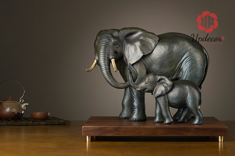 Tượng Voi Bố Con Trang Trí Bằng Đồng mã UP14 Cách đặt tượng voi phong thủy