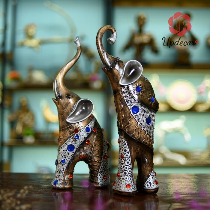 Cặp Voi Phong Thủy Đính Đá mã UP01 Hình ảnh chi tiết cặp voi đính đá