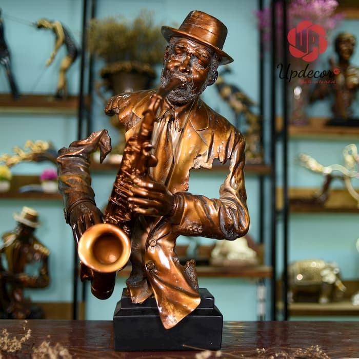 Tượng Nghệ Sĩ Thổi Kèn Saxophone mã UP96 Tượng Nghệ Sĩ Thổi Saxophone Trang Trí Nhà Cửa, Decor Nội Thất