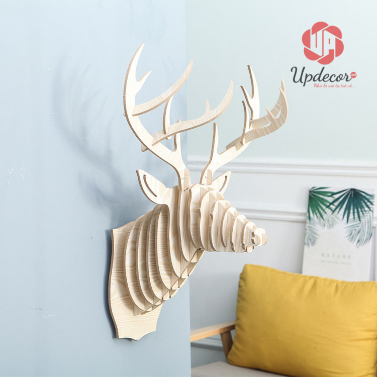 Đầu Hươu Treo Tường Bằng Gỗ Ghép mã UP111 Đầu hươu treo tường bằng gỗ ghép với nhau rất độc đáo và lạ mắt