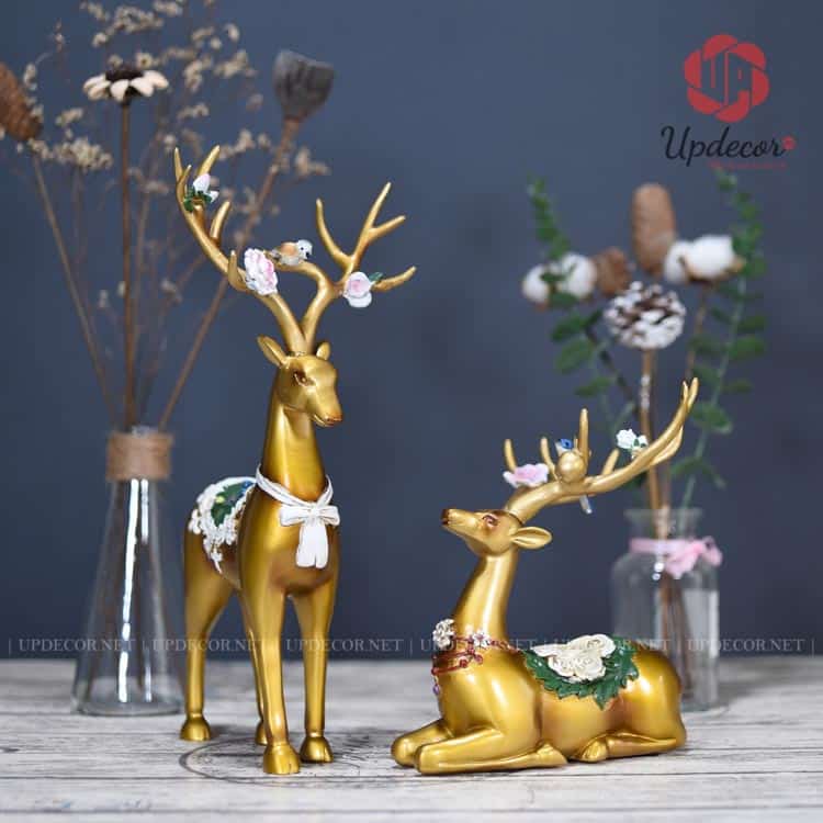 Tượng Trang Trí Decor Cặp Hươu Tài Lộc UP114 Biểu tượng của con hươu với mang ý nghĩa tài lộc và sự sung túc đến cho gia đình