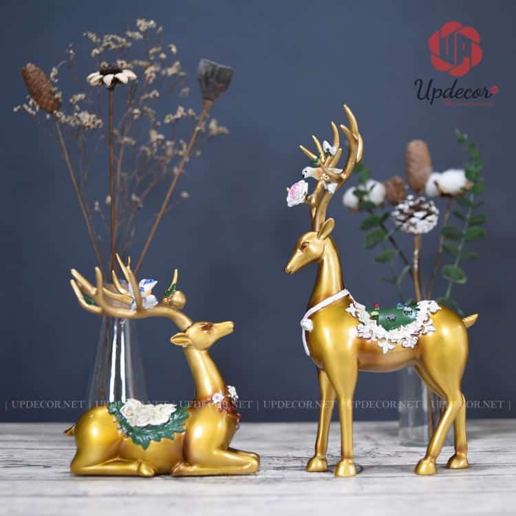 Tượng Trang Trí Decor Cặp Hươu Tài Lộc UP114 Tượng trang trí decor nội thất phòng khách là hình ảnh chân thật được chụp tại Shop
