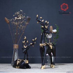Tượng cặp hươu nai màu đen rất cá tính và sang trọng