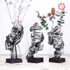 Bộ tượng 3 không màu bạc rất phù hợp với gam nền nội thất tối màu