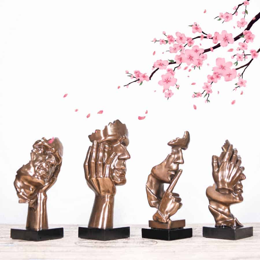 Bộ Tượng Tứ Không Trang Trí Decor Mã UP185 Mỗi bức tượng cao từ 26 đến 30 cm được thiết kế hiện đại, mang ý nghĩa sâu sắc và giữ cho tôn hồn an nhiên