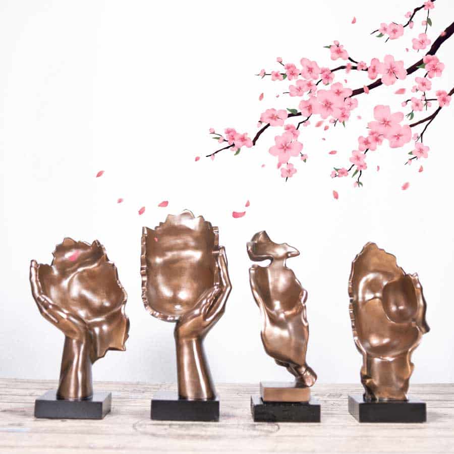 Bộ Tượng Tứ Không Trang Trí Decor Mã UP185 Hình ảnh phía sau của bức tượng được phun toàn bộ bằng bột đồng tạo nên độ bền bỉ, sang trọng cho sản phẩm