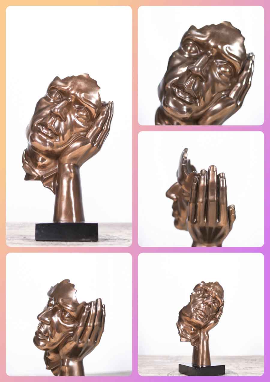 Bộ Tượng Tứ Không Trang Trí Decor Mã UP185 Bức tượng không nghe với tay che kín tai, gương mặt toát lên sự bình thản, không bị xao động bởi những âm thanh tiêu cực.