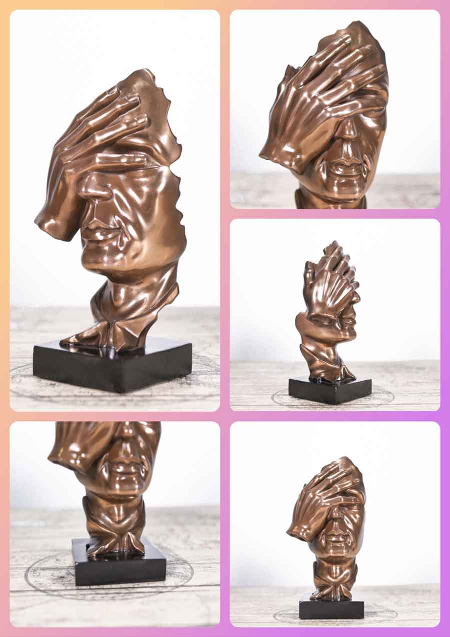Bộ Tượng Tứ Không Trang Trí Decor Mã UP185 Bức tượng không thấy diễn tả lấy tay che đi đôi mắt của mình nhưng vẫn thể hiện sự điềm tĩnh trên khuôn mặt