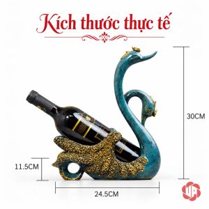 Ảnh kích thước kệ rượu vang đôi thiên nga dài 24,5 cm rộng 11,5 cm cao 30 cm
