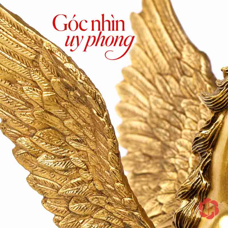 Ngựa Thần Pegasus Bằng Đồng Tượng Ngựa Có Cánh Để Bàn UPD035 Cận cảnh các tầng lông trên đôi cánh ngựa Pegasus