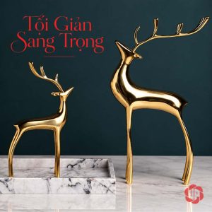 Cặp hươu đồng phối khay đá trắng trên nền xanh