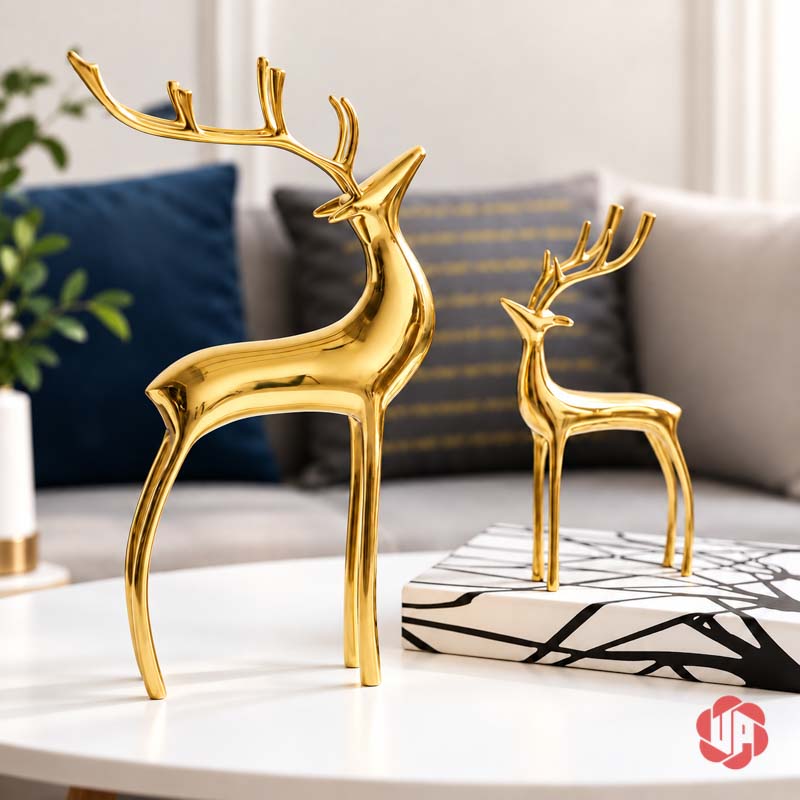 Cặp Hươu Đồng Trang Trí Nội Thất Nhà Đẹp UPD060 Cặp hươu đồng trang trí bàn phòng khách cạnh sách