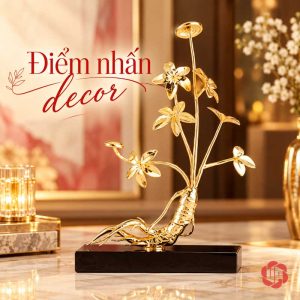 Tượng nhân sâm vàng trên bàn cạnh tranh