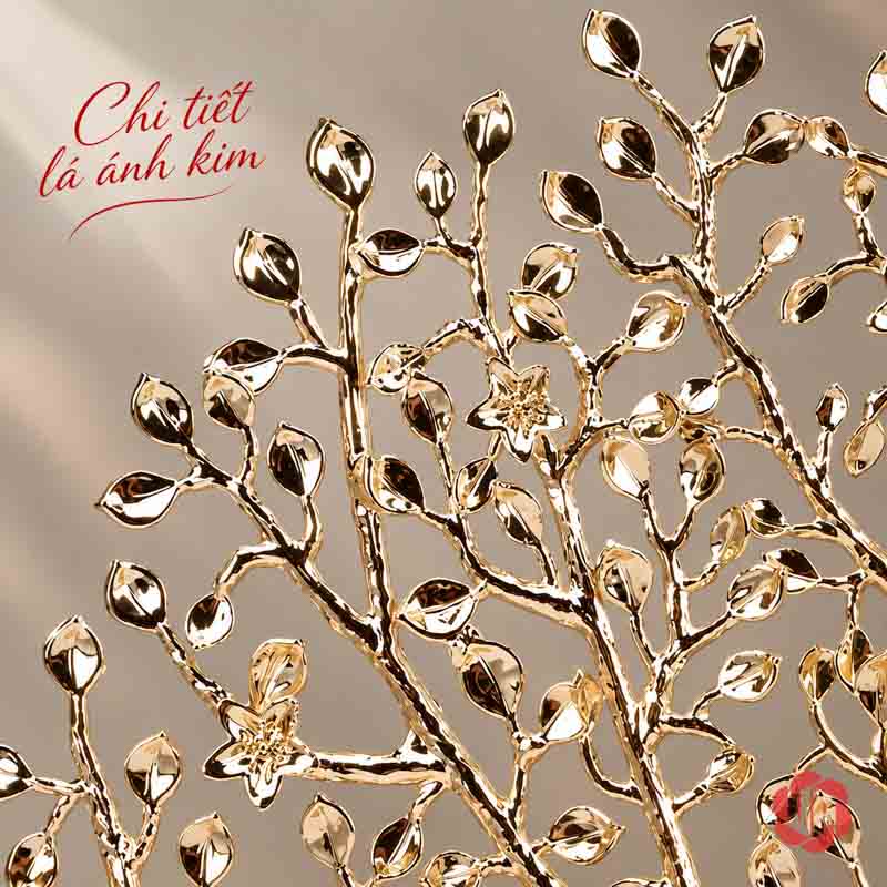 Decor Trang Trí Cây Phú Quý Vàng Đế Đá UP059 Cận những chiếc lá nhỏ trên cành cây phú quý vàng