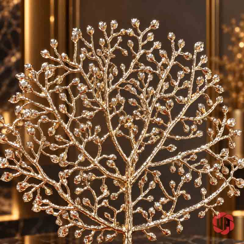 Decor Trang Trí Cây Phú Quý Vàng Đế Đá UP059 Cận toàn bộ phần tán và lá cây phú quý