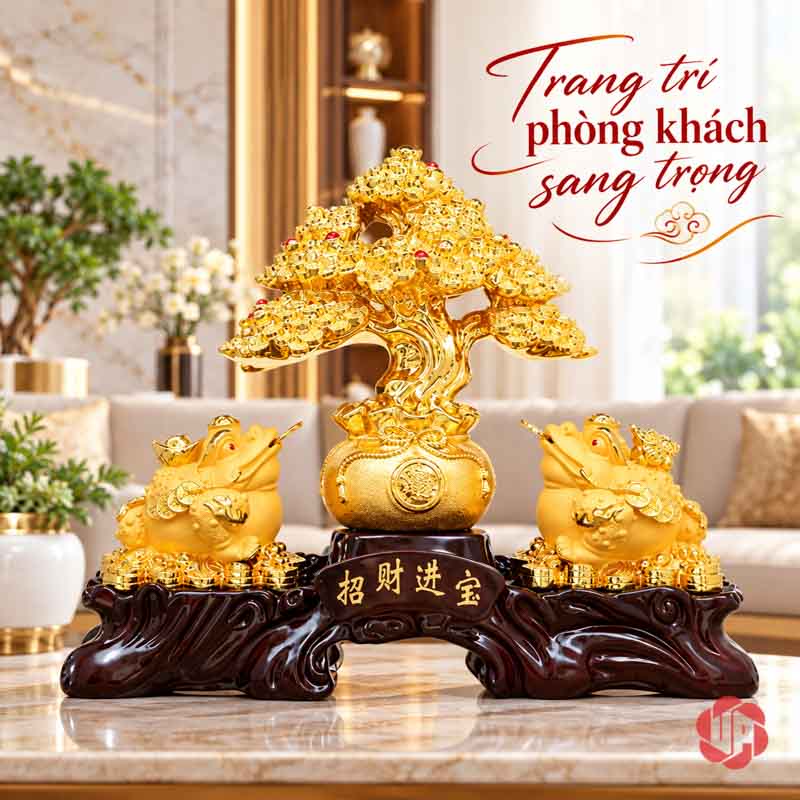 Cây Tiền Vàng Phong Thủy, Mẫu Tỳ Hưu Hoặc Thiềm Thừ UPV001-B Mẫu thiềm thừ trên mặt bàn sáng trong phòng khách