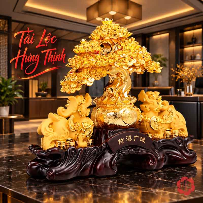 Cây Tiền Vàng Phong Thủy, Mẫu Tỳ Hưu Hoặc Thiềm Thừ UPV001-B Mẫu tỳ hưu trên mặt bàn bóng, nhìn từ góc thấp