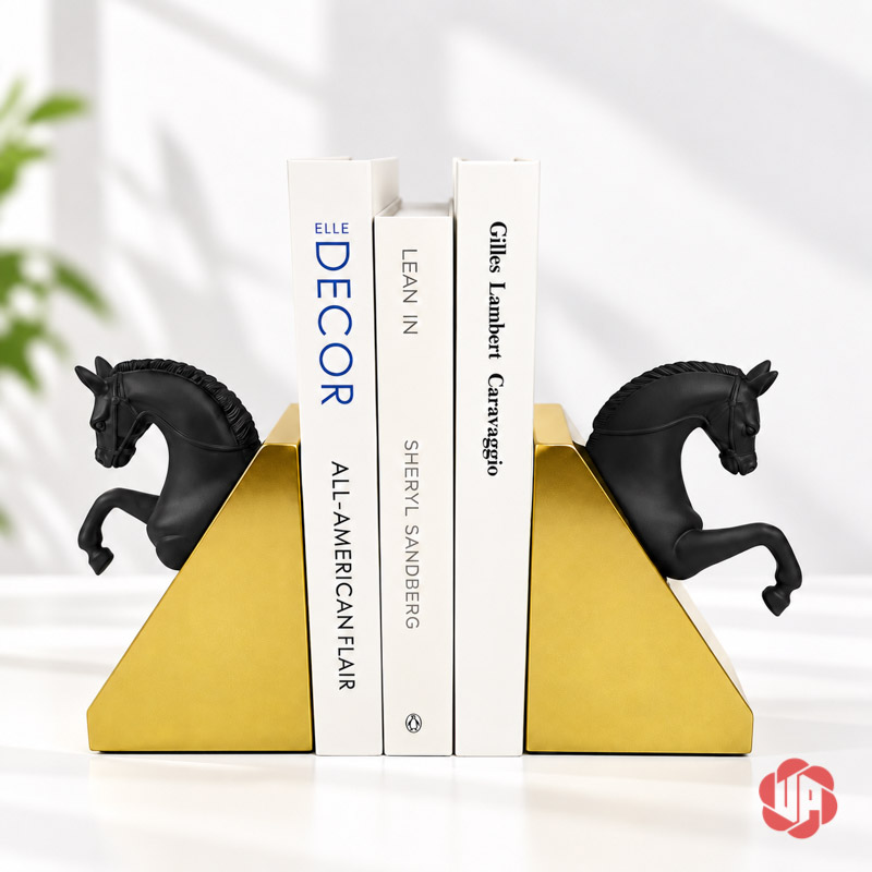 Chặn Sách Decor Ngựa Mã Đáo Thành Công UP051 Chặn sách decor ngựa mã đáo thành công đặt hai bên sách bìa trắng