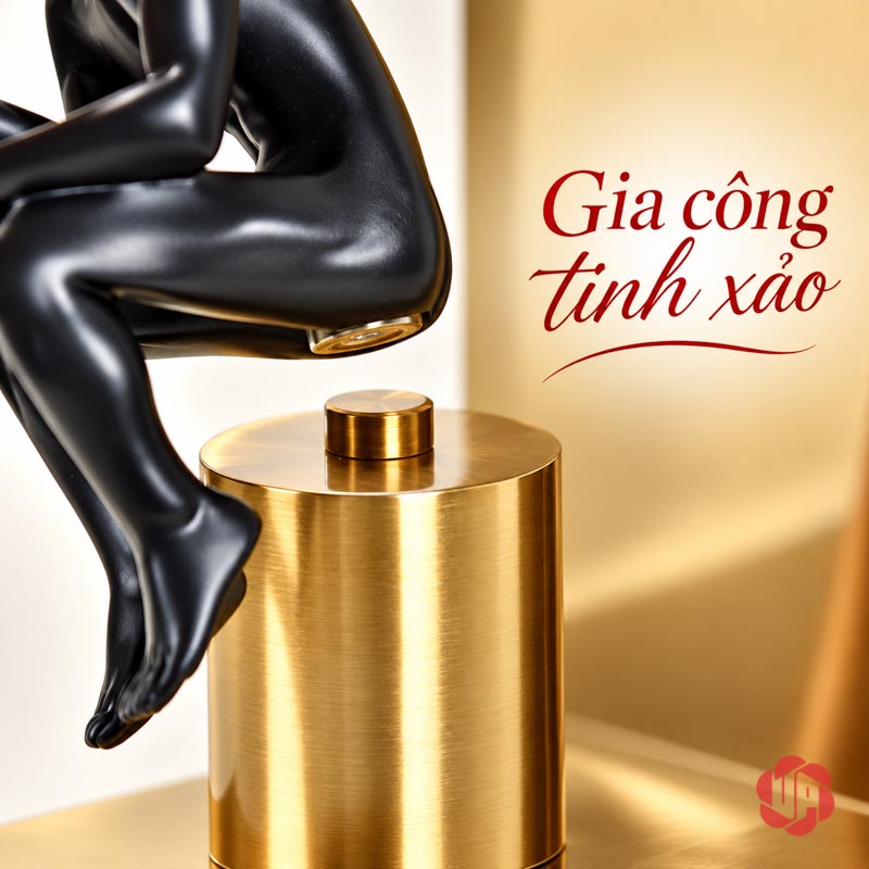Chặn Sách Trang Trí Người Suy Tư Đen Vàng UP028 Chặn sách trang trí chi tiết vị trí nối tượng và trụ tròn