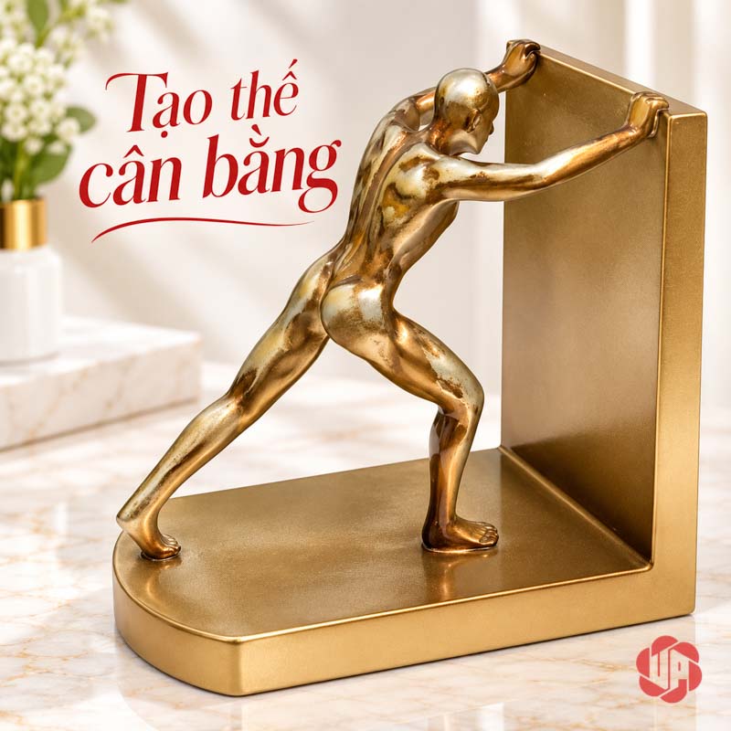 Kệ Chặn Sách Trang Trí Lực Sỹ UP035 Chặn sách trang trí Lực Sỹ cận cảnh dáng chống tay và chân bước dài