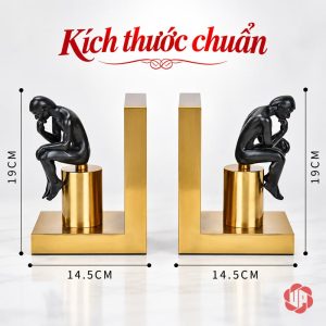 Chặn sách trang trí sơ đồ rộng và cao của hai bên