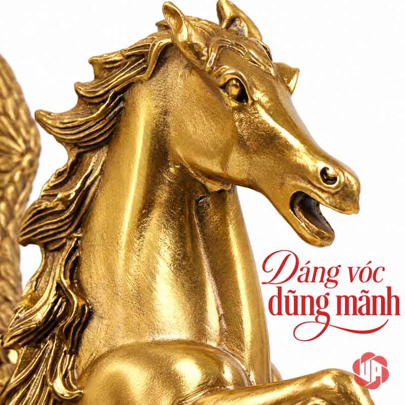 Ngựa Thần Pegasus Bằng Đồng Tượng Ngựa Có Cánh Để Bàn UPD035 Chi tiết đầu và bờm ngựa Pegasus bằng đồng
