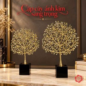 Hai cỡ cây phú quý vàng trên chân đế đen