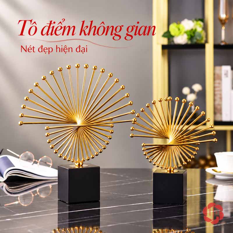 Decor Trang Trí Thời Gian Vàng Nghệ Thuật UPV009 Hai kích cỡ đồ decor thời gian vàng trong cùng bố cục