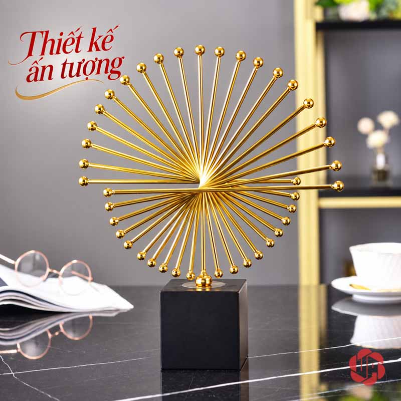 Decor Trang Trí Thời Gian Vàng Nghệ Thuật UPV009 Decor thời gian nhìn chính diện với các thanh tỏa vòng