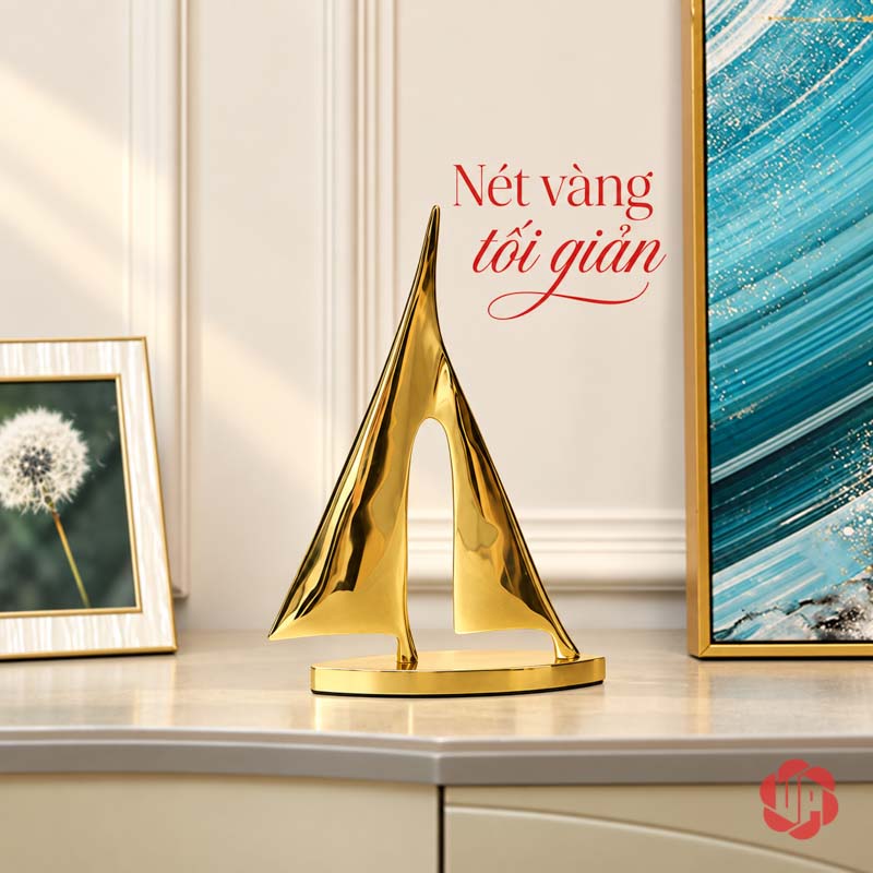 Decor Trang Trí Cánh Buồm Xuôi Gió Bằng Đồng UP053 Decor trang trí cánh buồm xuôi gió đặt riêng cạnh tranh màu xanh