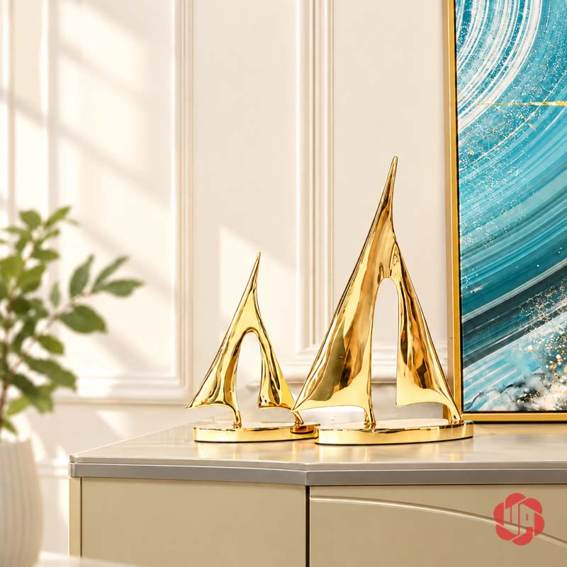 Decor Trang Trí Cánh Buồm Xuôi Gió Bằng Đồng UP053 Decor trang trí cánh buồm xuôi gió phối hai cỡ cạnh tranh xanh