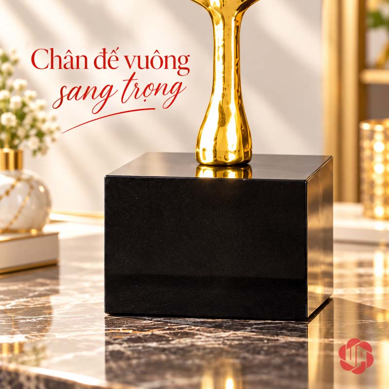 Bộ Lá Bồ Đề Decor Trang Trí Màu Vàng UP077V Decor trang trí lá bồ đề cận cảnh đế đen và cuống vàng