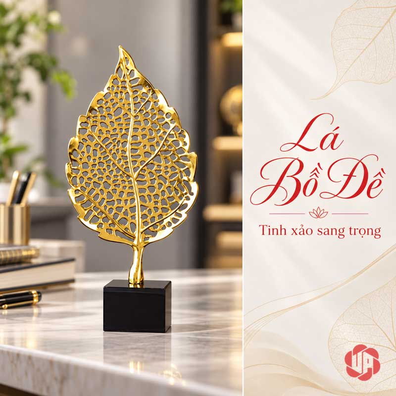 Bộ Lá Bồ Đề Decor Trang Trí Màu Vàng UP077V Decor trang trí lá bồ đề đơn trên mặt bàn sáng cạnh sách