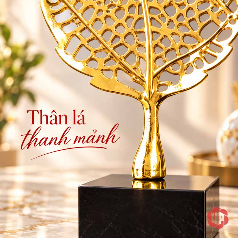 Bộ Lá Bồ Đề Decor Trang Trí Màu Vàng UP077V Decor trang trí lá bồ đề với gân lá nối xuống cuống