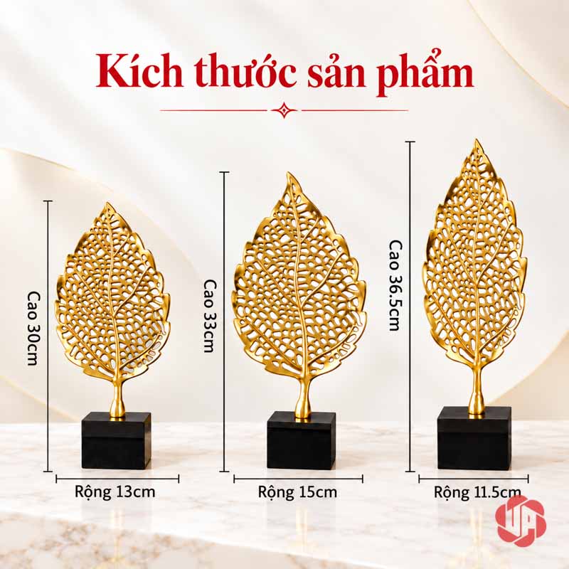 Bộ Lá Bồ Đề Decor Trang Trí Màu Vàng UP077V Decor trang trí lá bồ đề với kích thước ba mẫu cao thấp